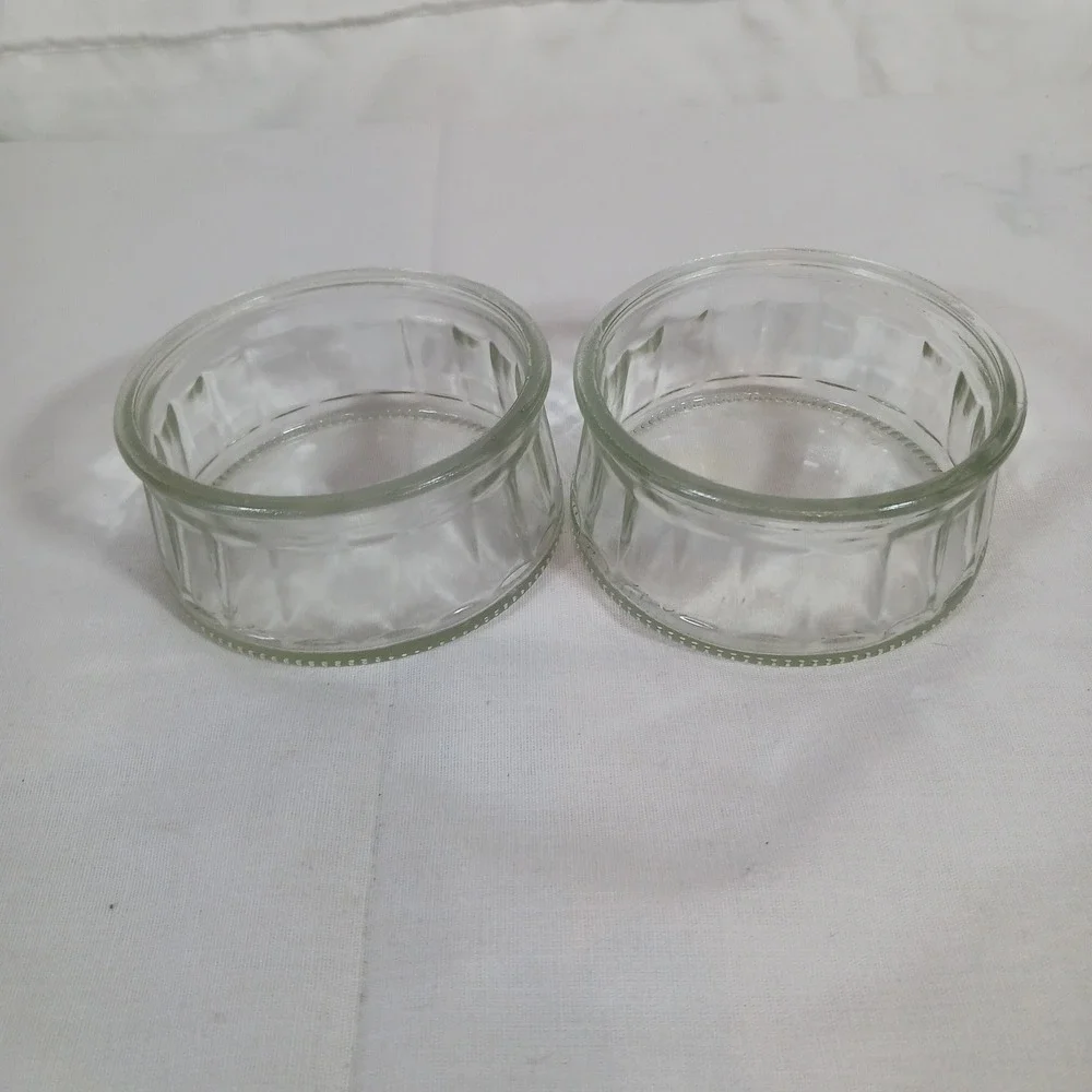 Unbranded Glass Ramekins Clear Excellent Fluted Custard Cups Set of 2 3.25x1.50
